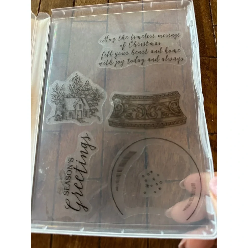 Stampin Up Still Scenes Cling Stamp Set 150503 Christmas Snow Globe 6 Pieces EUC